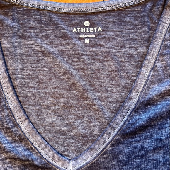 Athleta Breezy Scoop V-Neck Short-Sleeve Tee - Heather Black - Medium - EUC - Picture 3 of 3